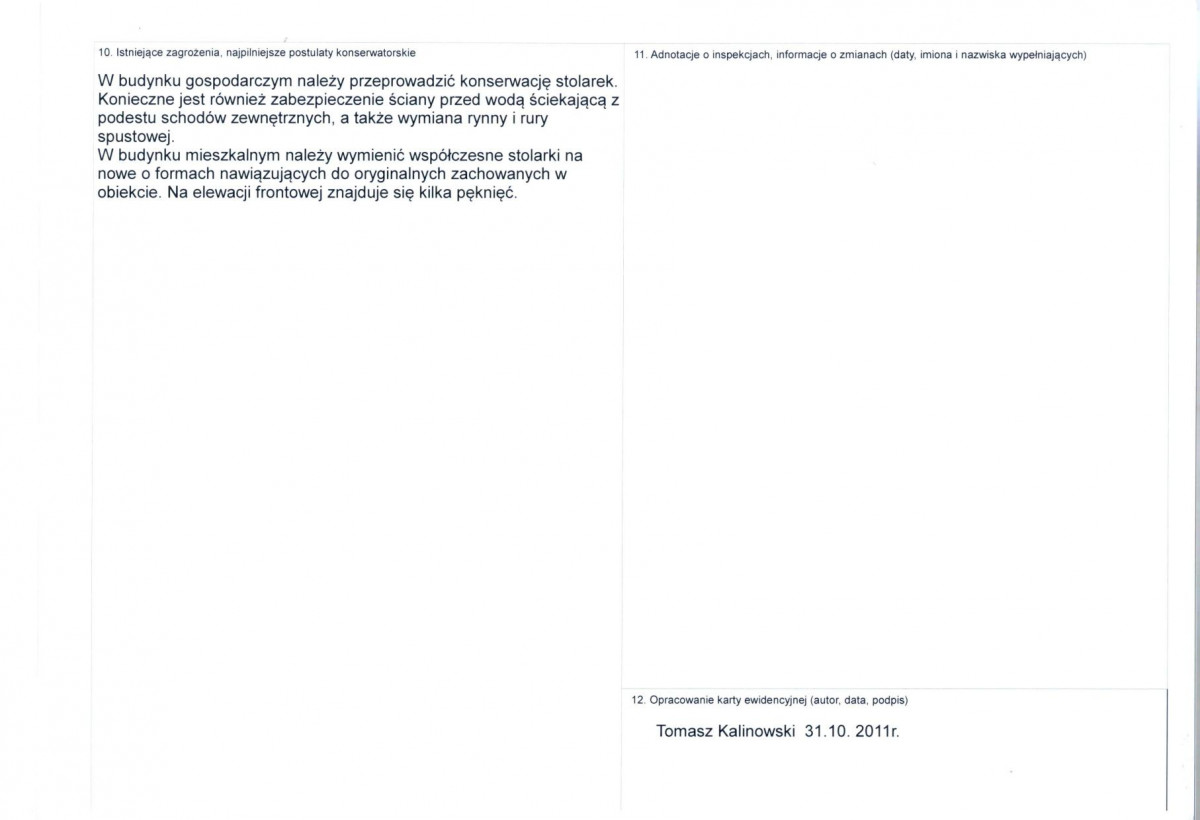 KEZN - Karta obiektu niewpisanego do rejestru, skan nr 2