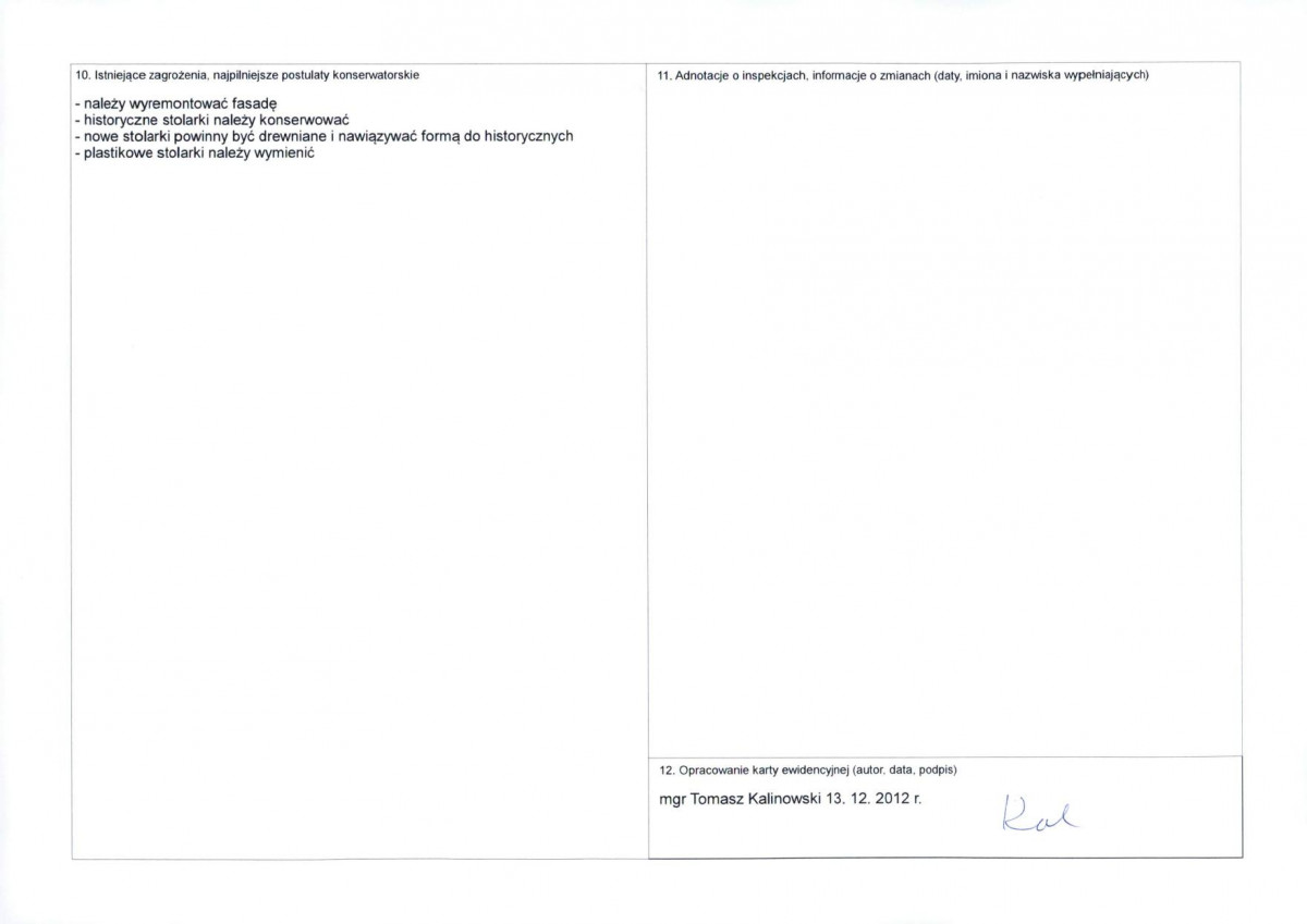 KEZN - Karta obiektu niewpisanego do rejestru, skan nr 2