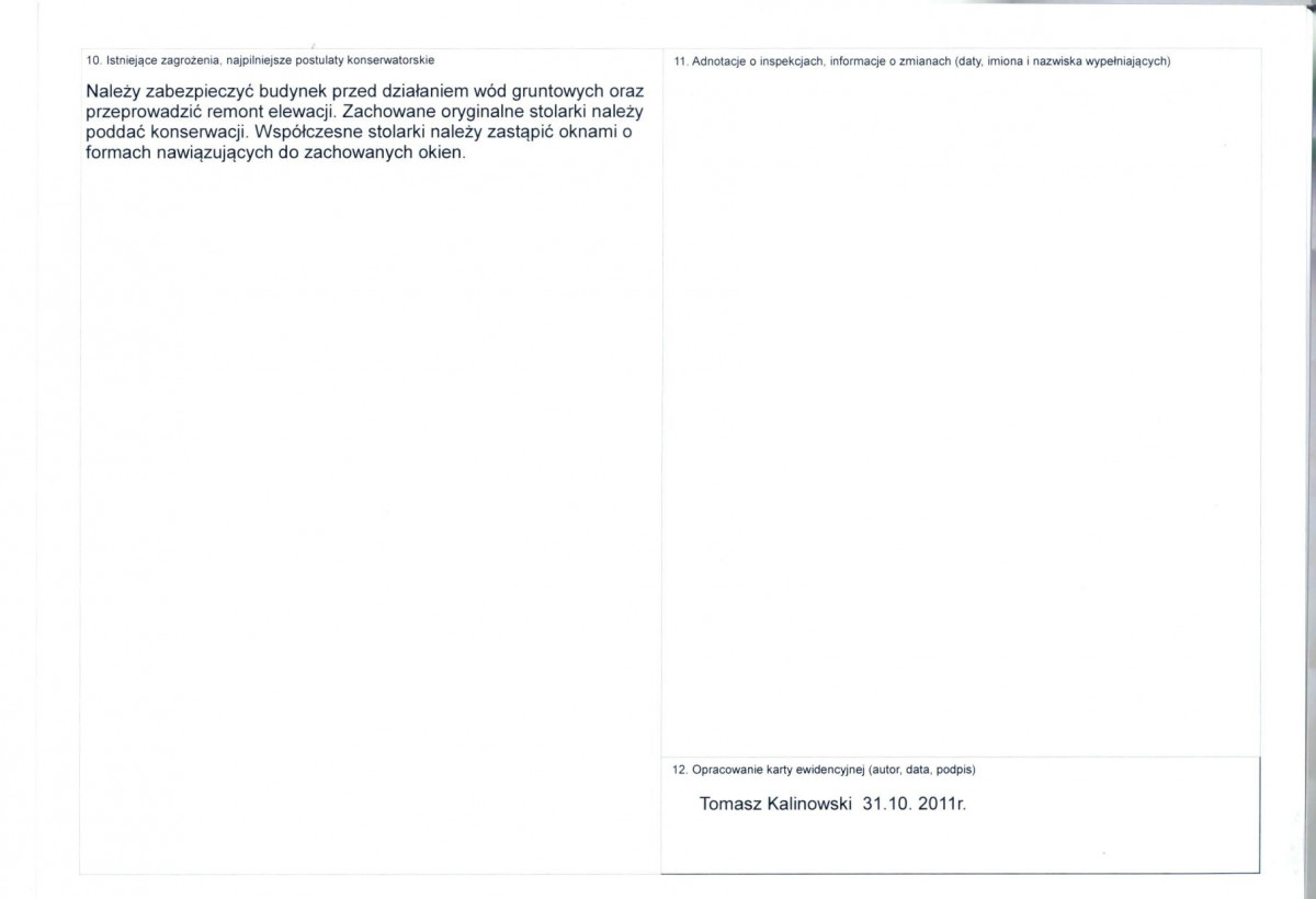 KEZN - Karta obiektu niewpisanego do rejestru, skan nr 2
