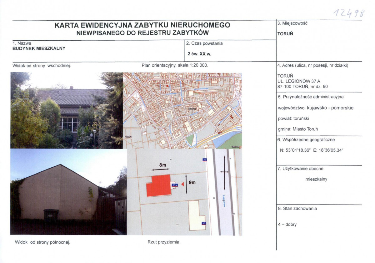 KEZN - Karta obiektu niewpisanego do rejestru, skan nr 1