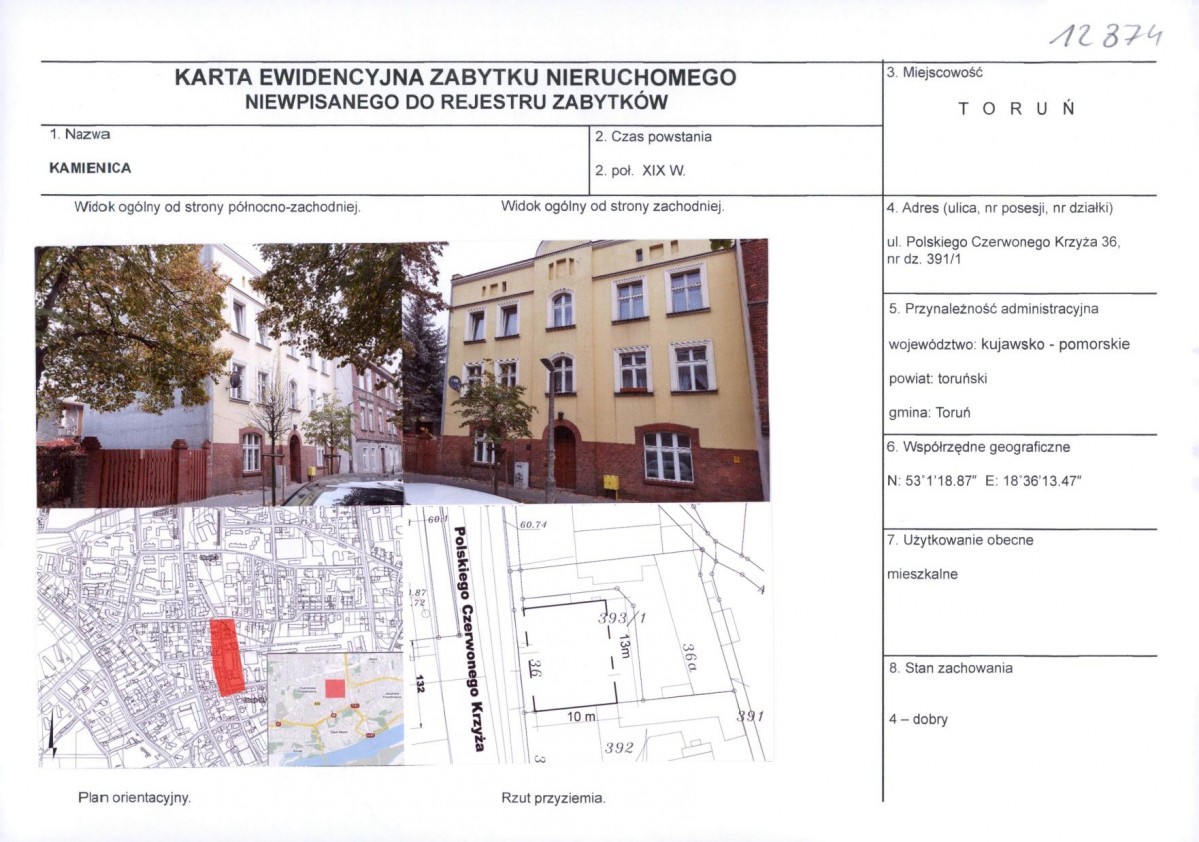 KEZN - Karta obiektu niewpisanego do rejestru, skan nr 1