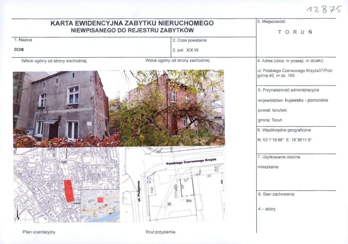 KEZN - Karta obiektu niewpisanego do rejestru, skan nr 1