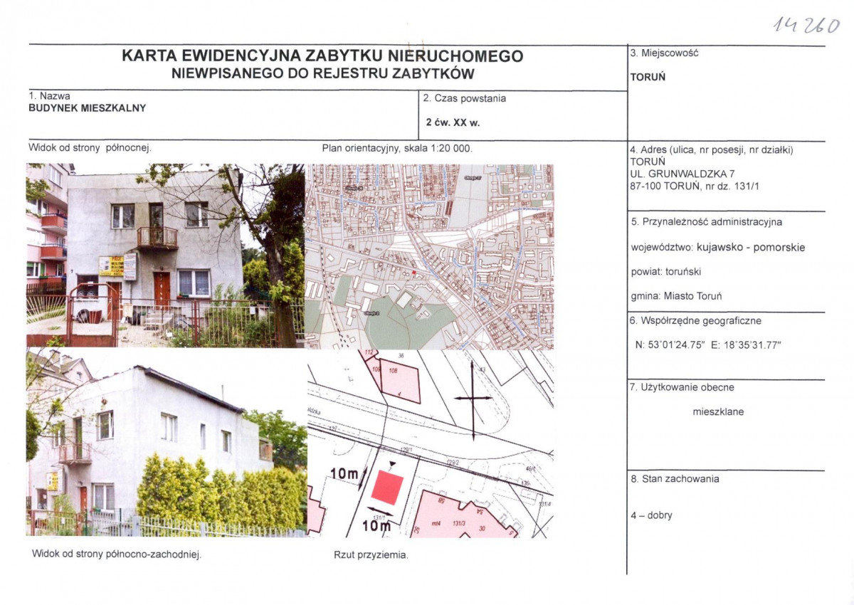 KEZN - Karta obiektu niewpisanego do rejestru, skan nr 1