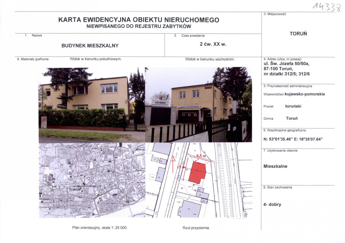 KEZN - Karta obiektu niewpisanego do rejestru, skan nr 1