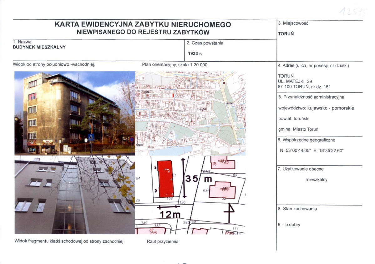 KEZN - Karta obiektu niewpisanego do rejestru, skan nr 1