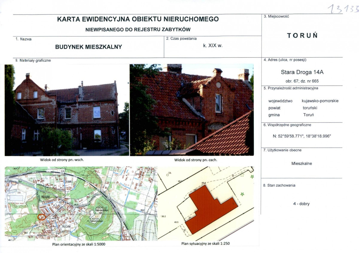 KEZN - Karta obiektu niewpisanego do rejestru, skan nr 1