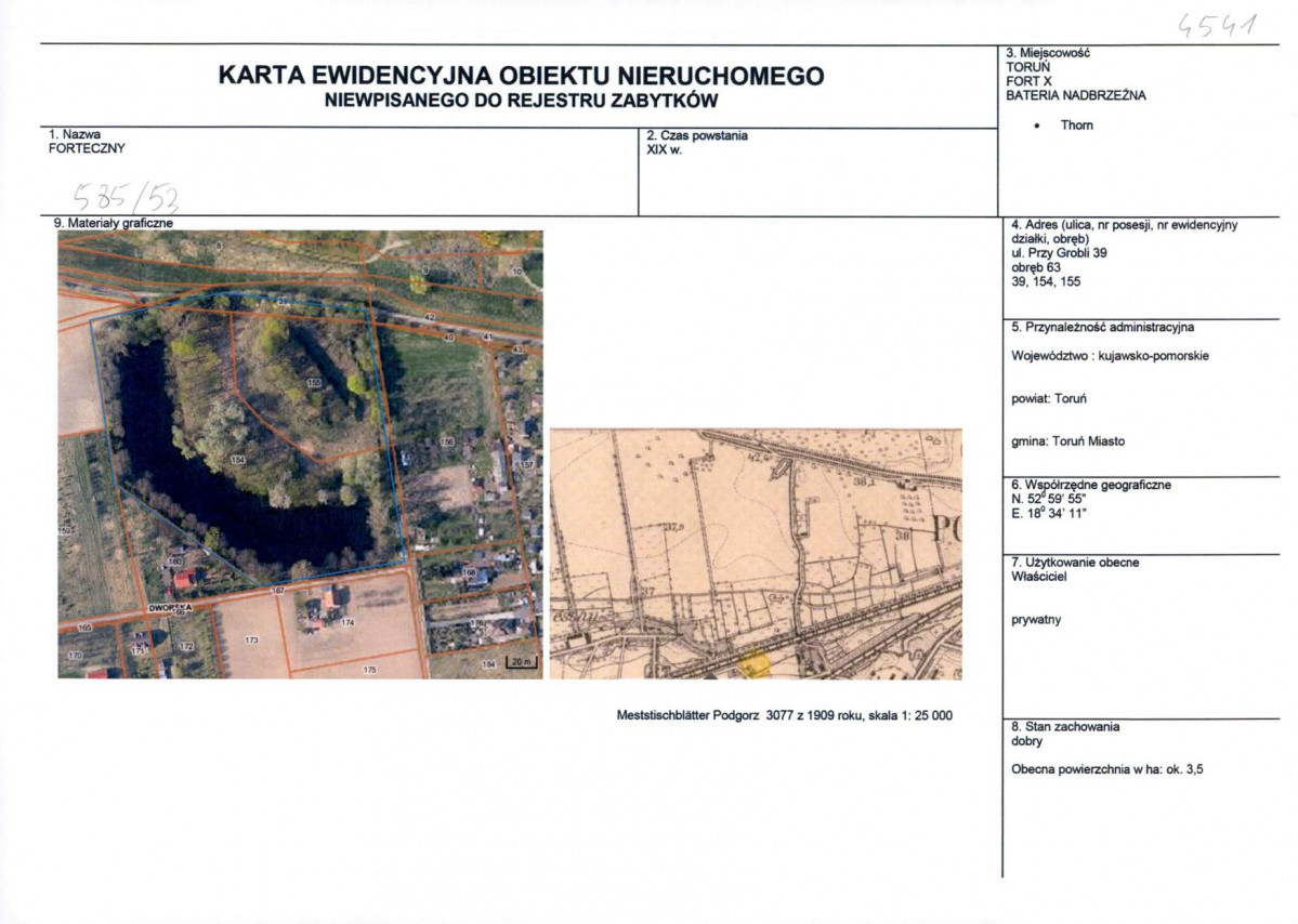 KEZN - Karta obiektu niewpisanego do rejestru, skan nr 1