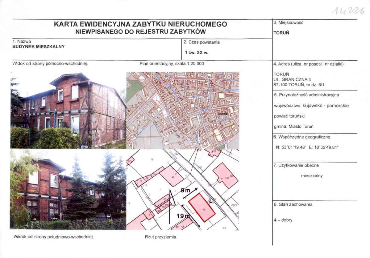 KEZN - Karta obiektu niewpisanego do rejestru, skan nr 1