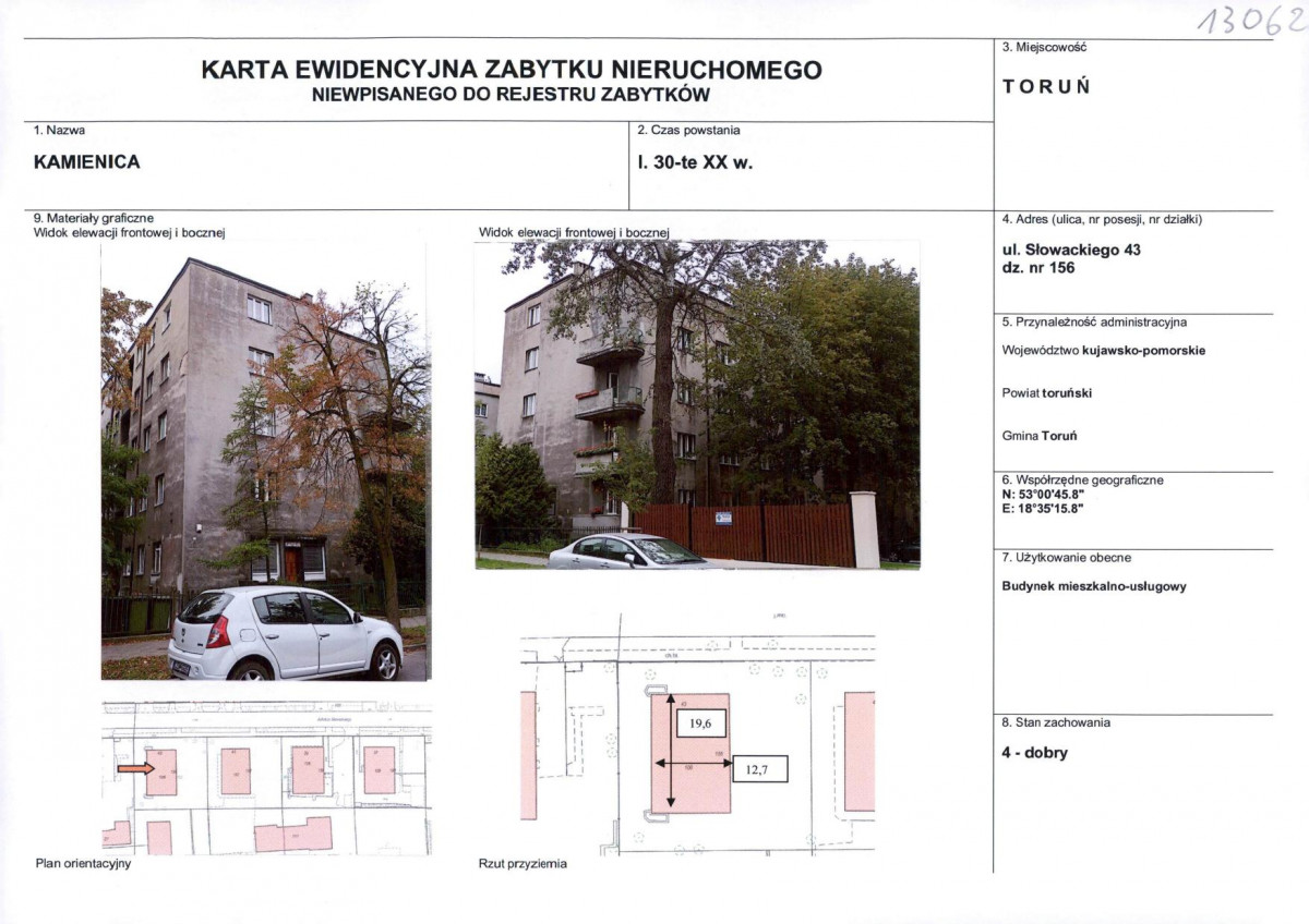 KEZN - Karta obiektu niewpisanego do rejestru, skan nr 1