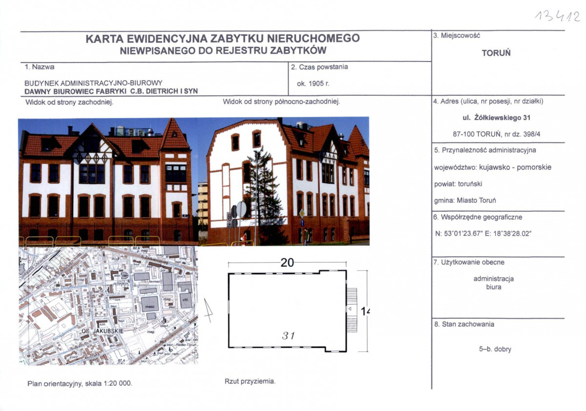 KEZN - Karta obiektu niewpisanego do rejestru, skan nr 1
