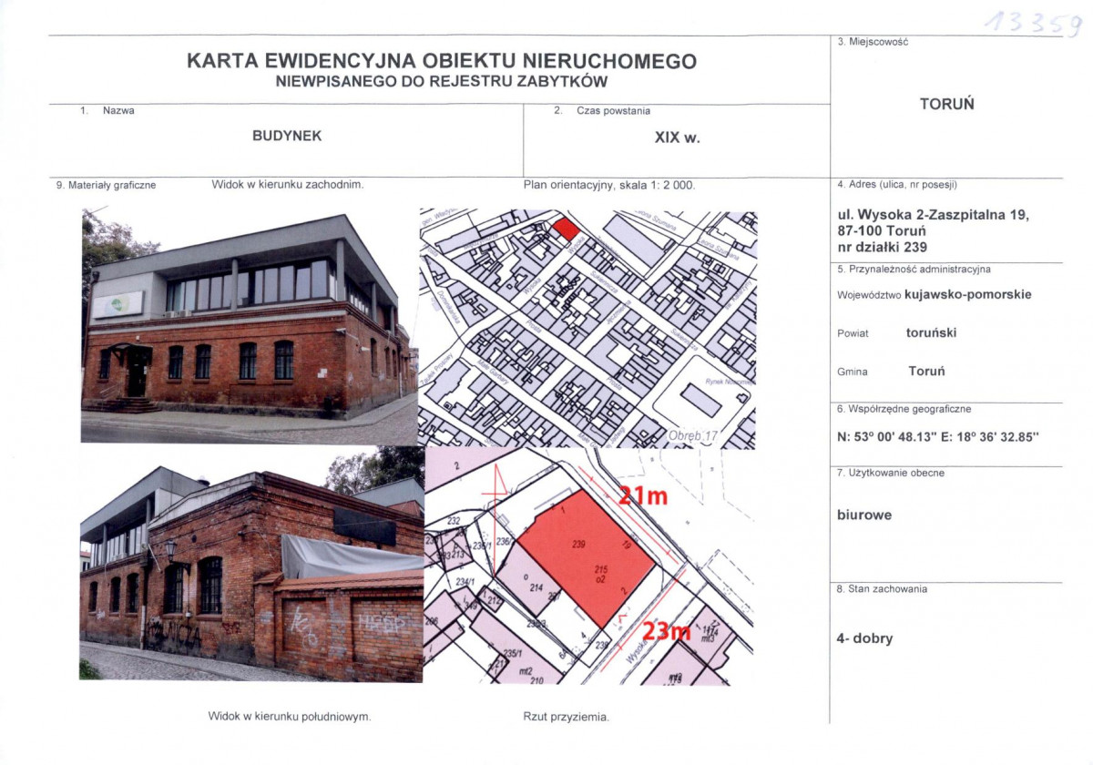 KEZN - Karta obiektu niewpisanego do rejestru, skan nr 1