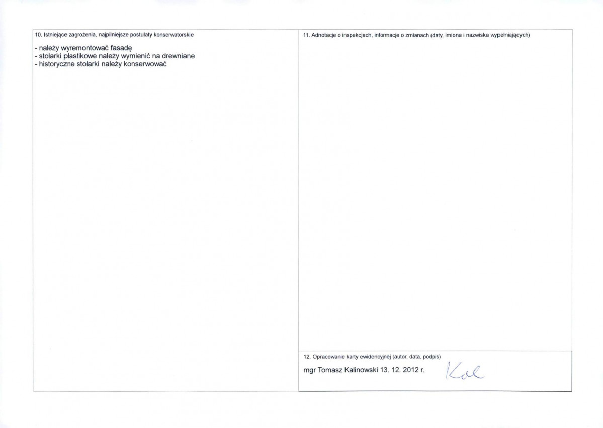 KEZN - Karta obiektu niewpisanego do rejestru, skan nr 2