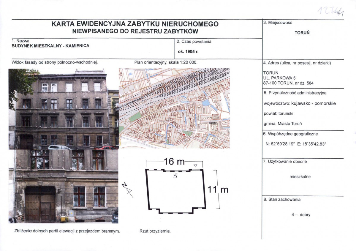 KEZN - Karta obiektu niewpisanego do rejestru, skan nr 1