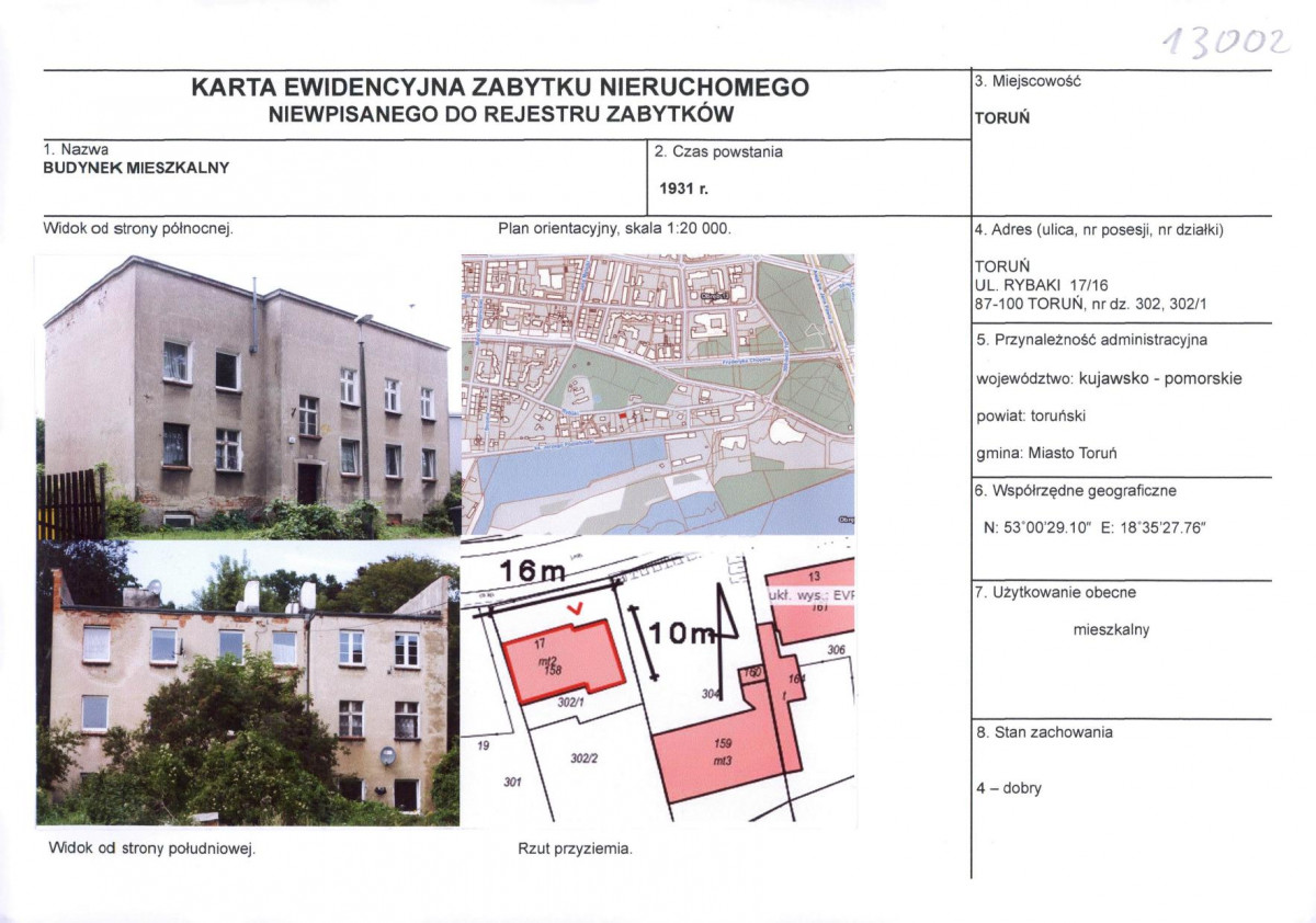 KEZN - Karta obiektu niewpisanego do rejestru, skan nr 1