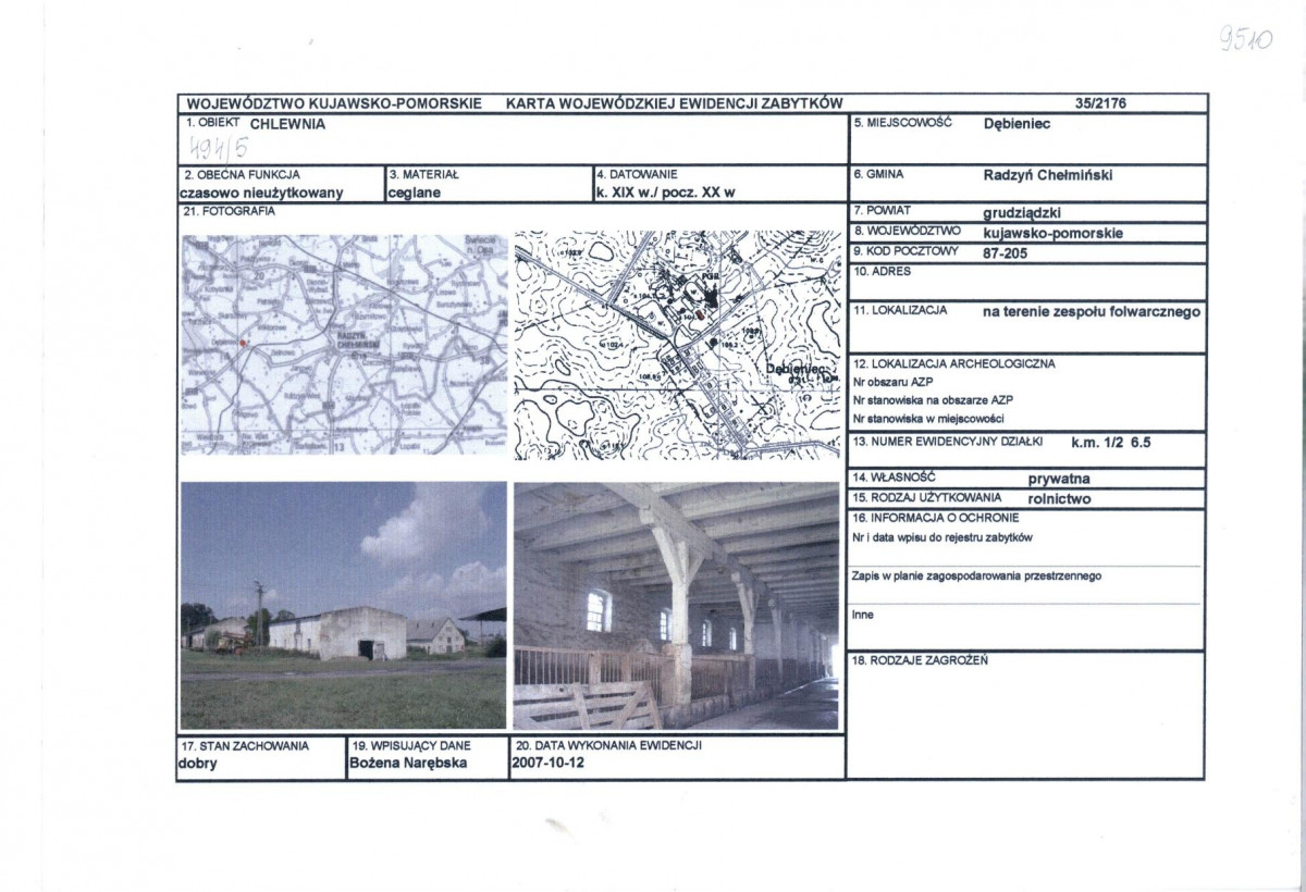 KEZN - Karta obiektu niewpisanego do rejestru, skan nr 1