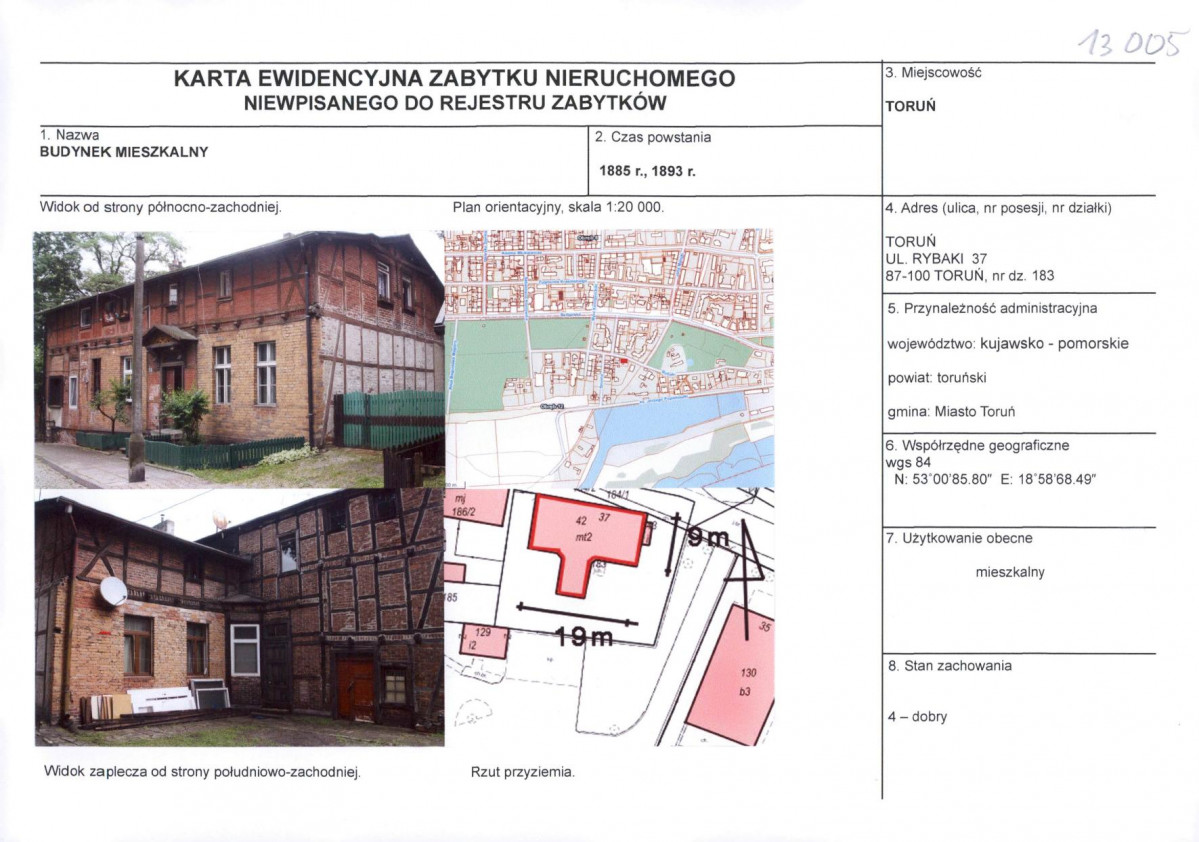 KEZN - Karta obiektu niewpisanego do rejestru, skan nr 1