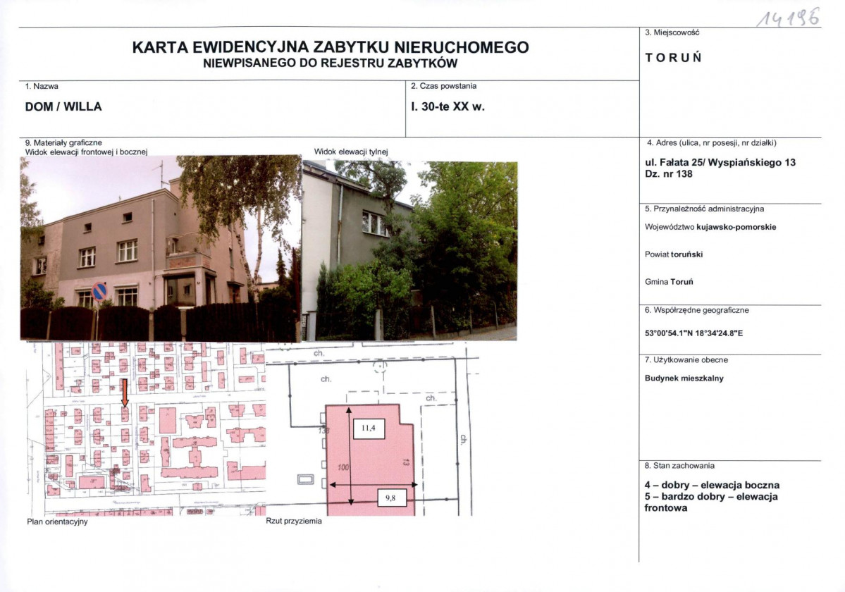 KEZN - Karta obiektu niewpisanego do rejestru, skan nr 1
