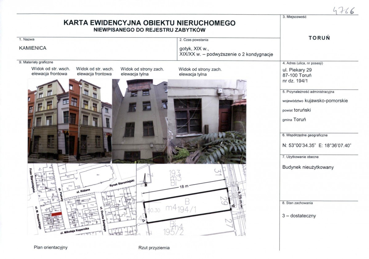 KEZN - Karta obiektu niewpisanego do rejestru, skan nr 1