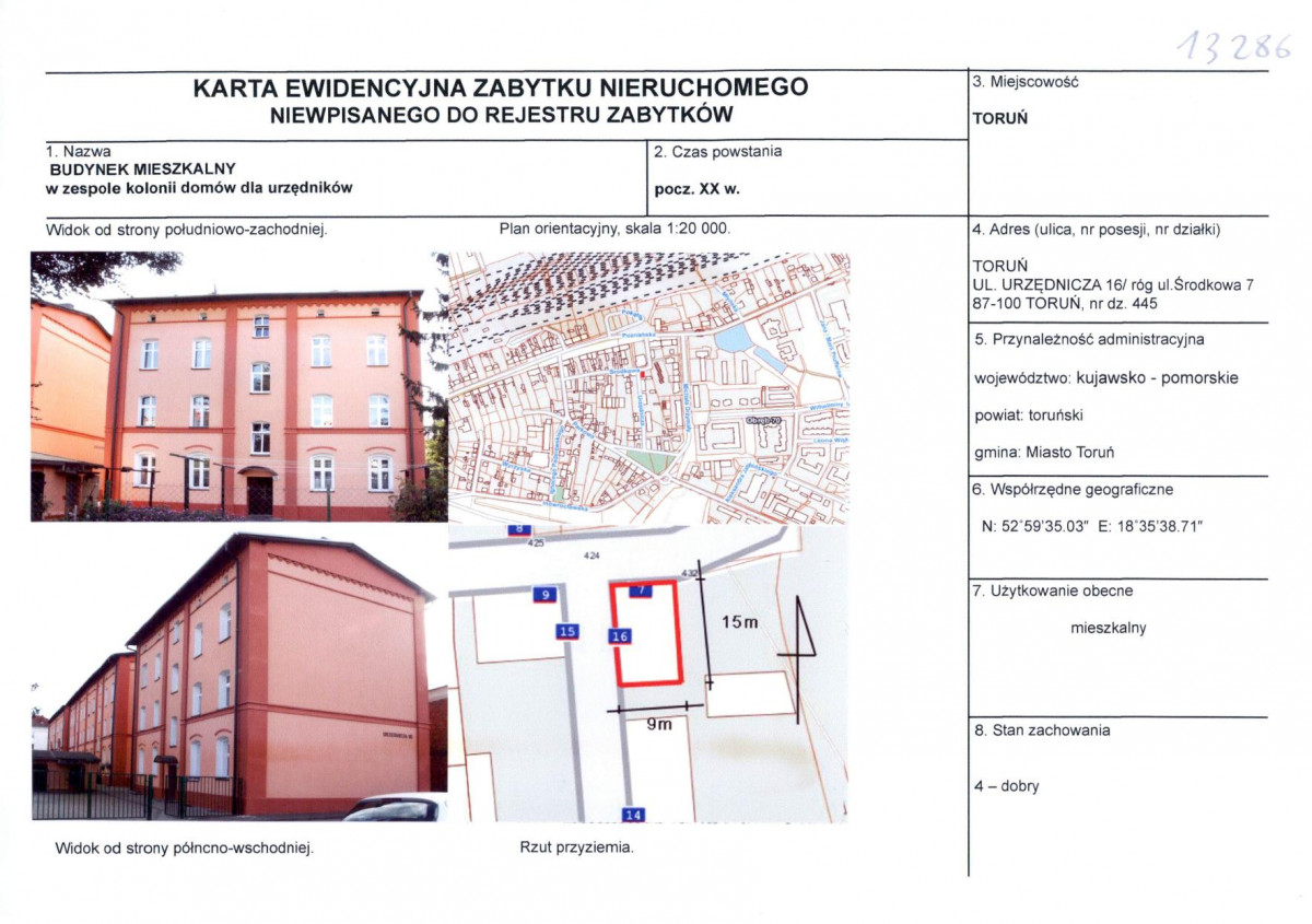 KEZN - Karta obiektu niewpisanego do rejestru, skan nr 1