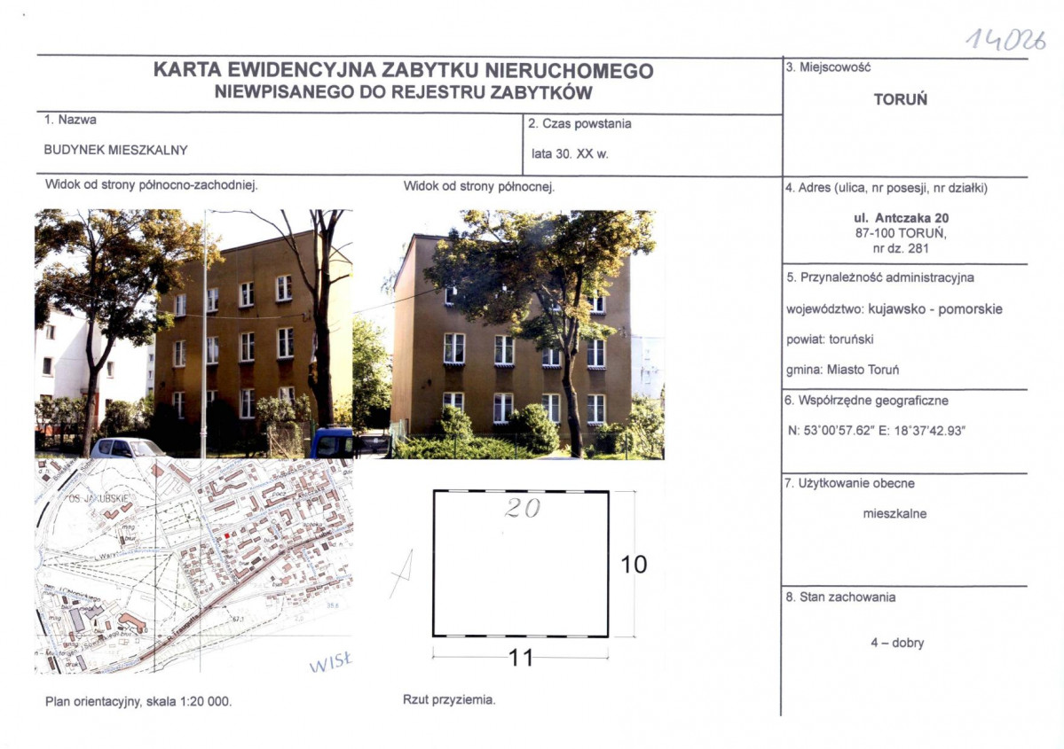 KEZN - Karta obiektu niewpisanego do rejestru, skan nr 1