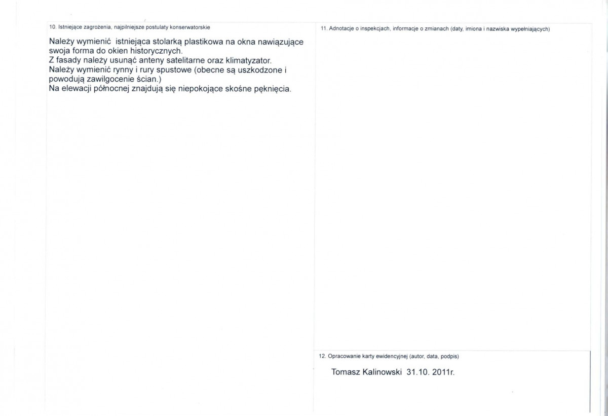 KEZN - Karta obiektu niewpisanego do rejestru, skan nr 2