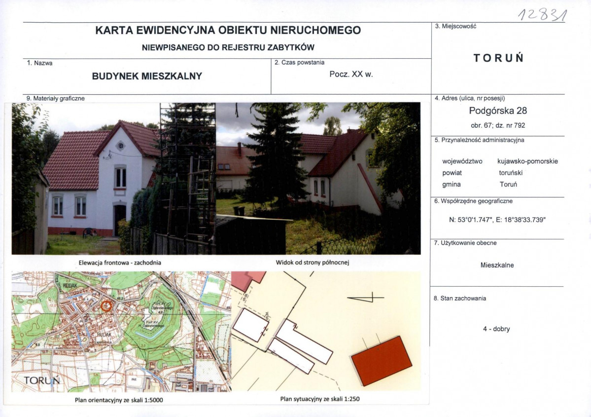 KEZN - Karta obiektu niewpisanego do rejestru, skan nr 1