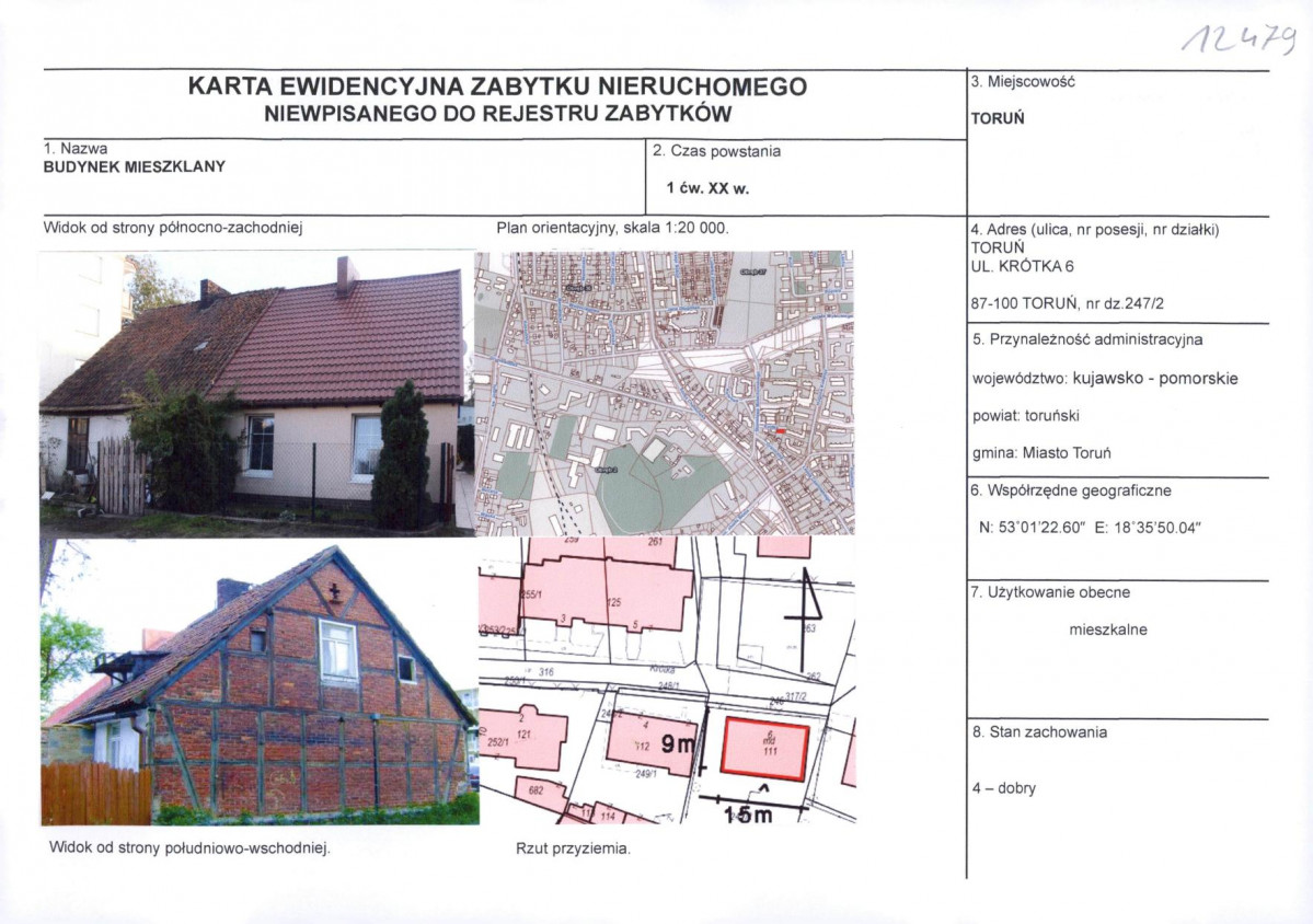 KEZN - Karta obiektu niewpisanego do rejestru, skan nr 1