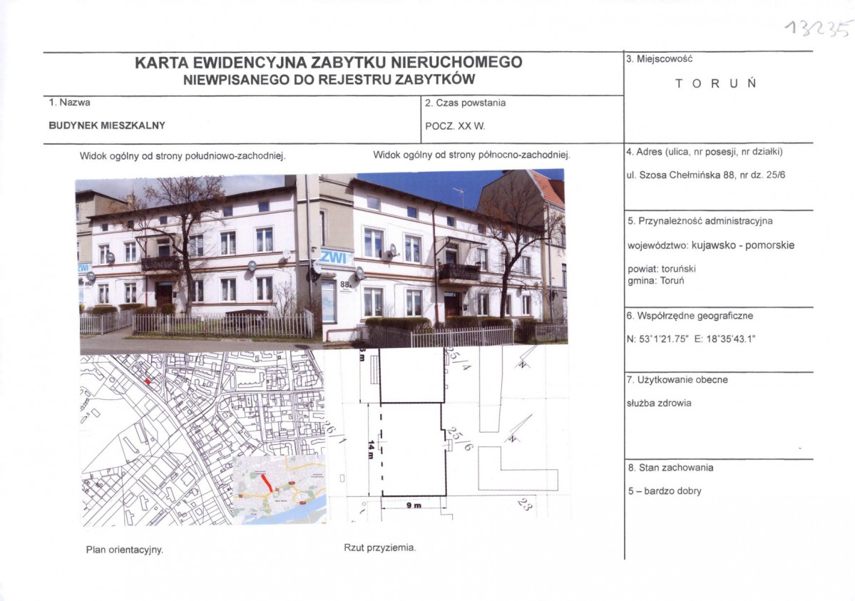 KEZN - Karta obiektu niewpisanego do rejestru, skan nr 1