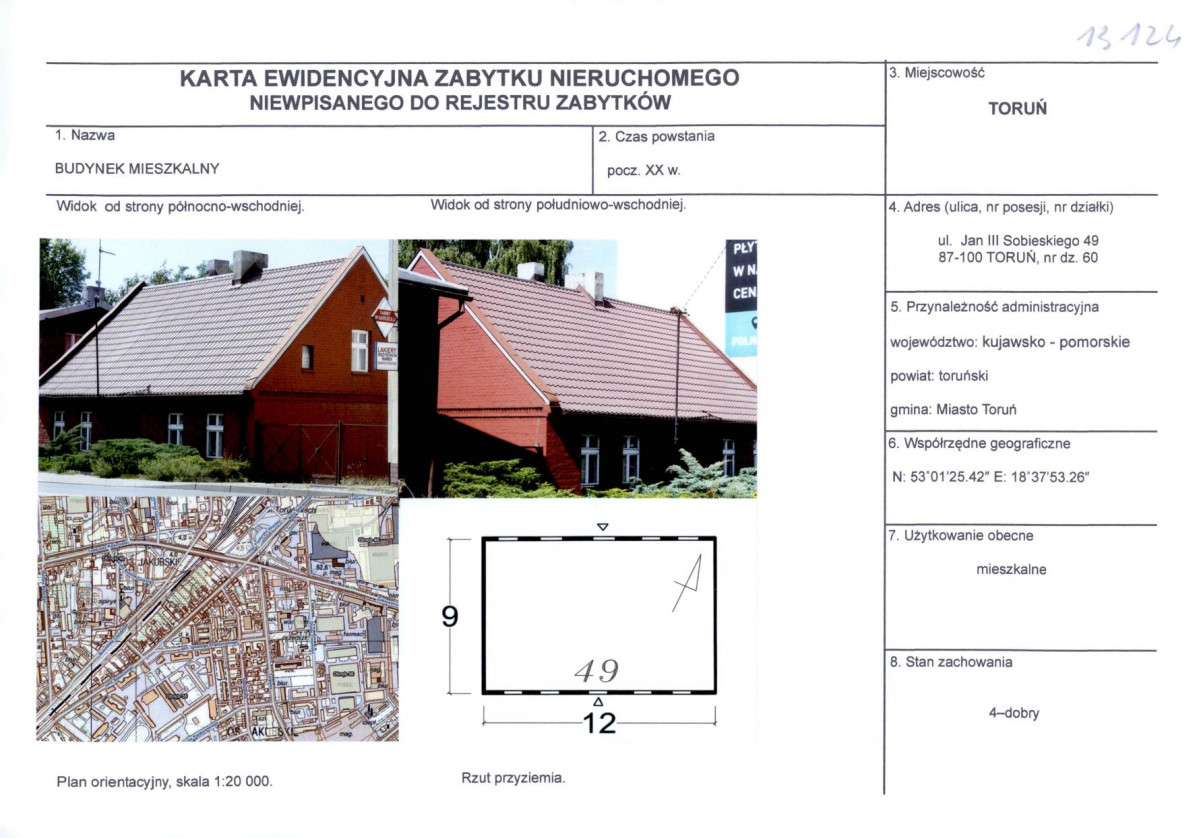 KEZN - Karta obiektu niewpisanego do rejestru, skan nr 1