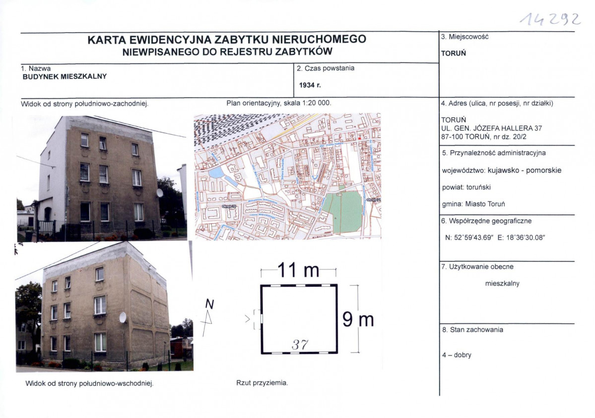 KEZN - Karta obiektu niewpisanego do rejestru, skan nr 1