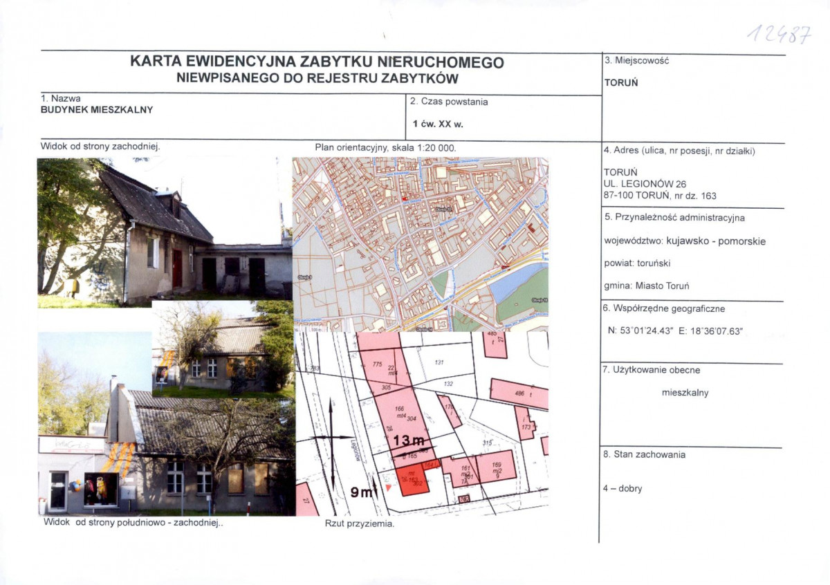 KEZN - Karta obiektu niewpisanego do rejestru, skan nr 1