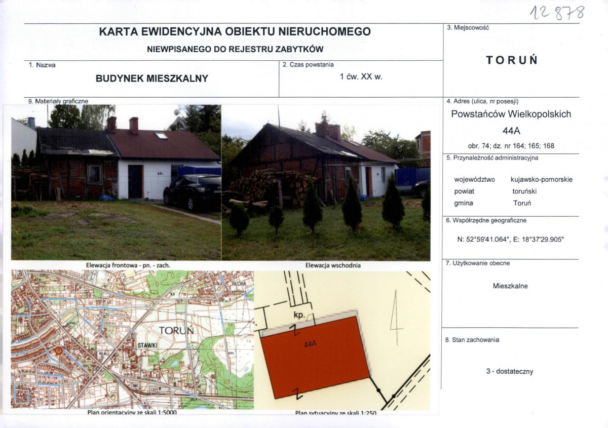 KEZN - Karta obiektu niewpisanego do rejestru, skan nr 1