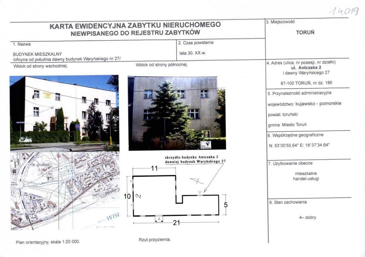 KEZN - Karta obiektu niewpisanego do rejestru, skan nr 1