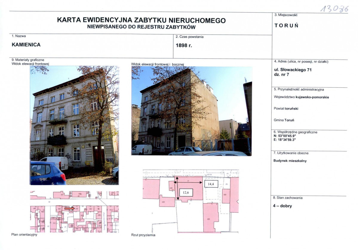 KEZN - Karta obiektu niewpisanego do rejestru, skan nr 1