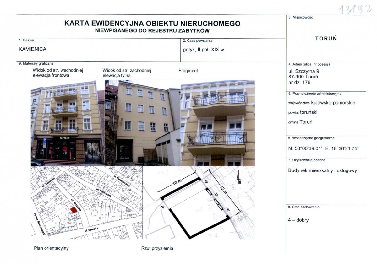 KEZN - Karta obiektu niewpisanego do rejestru, skan nr 1