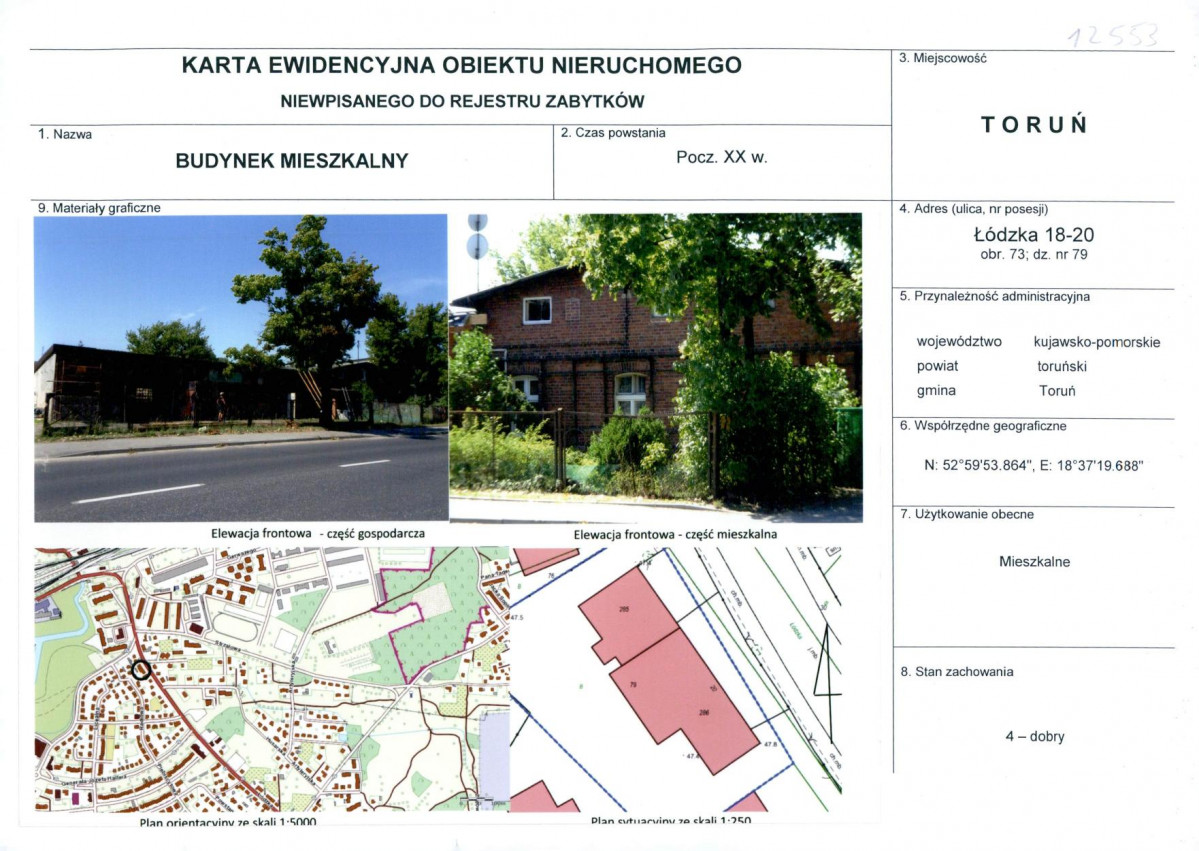 KEZN - Karta obiektu niewpisanego do rejestru, skan nr 1