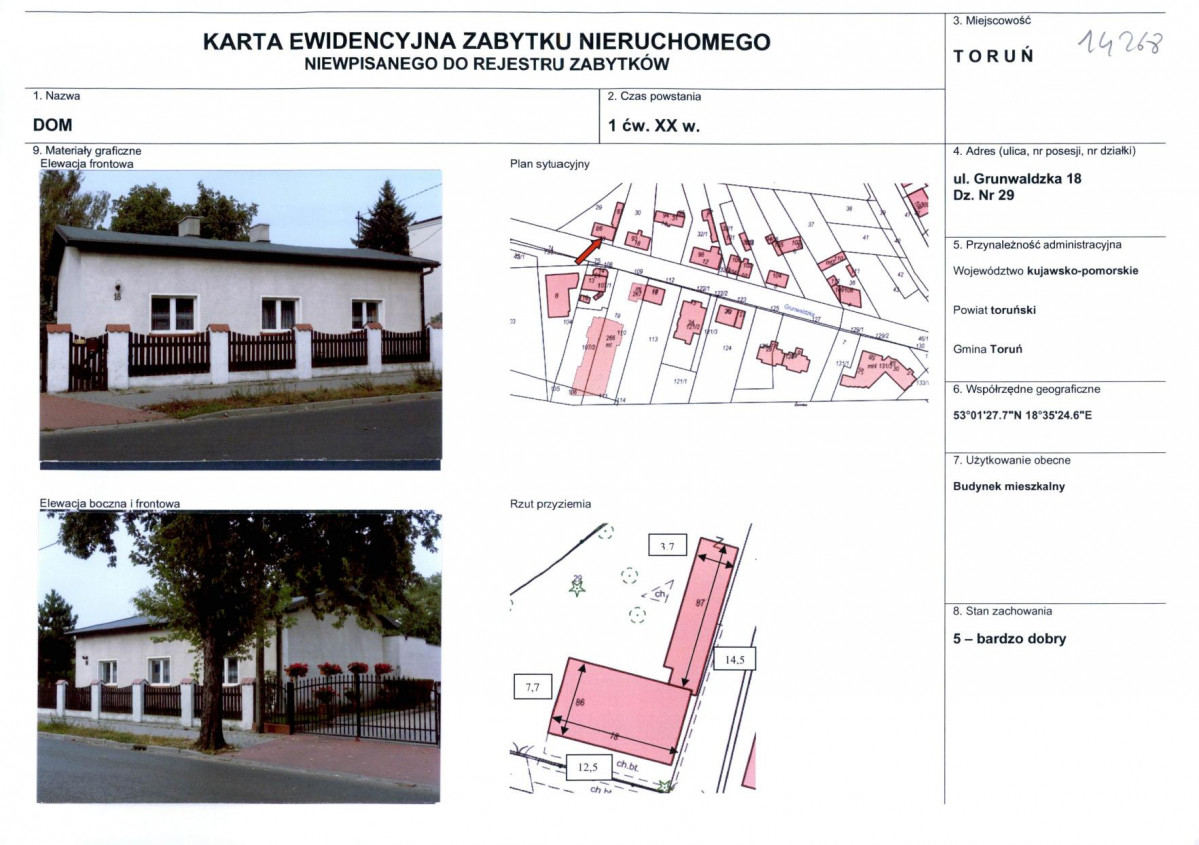 KEZN - Karta obiektu niewpisanego do rejestru, skan nr 1