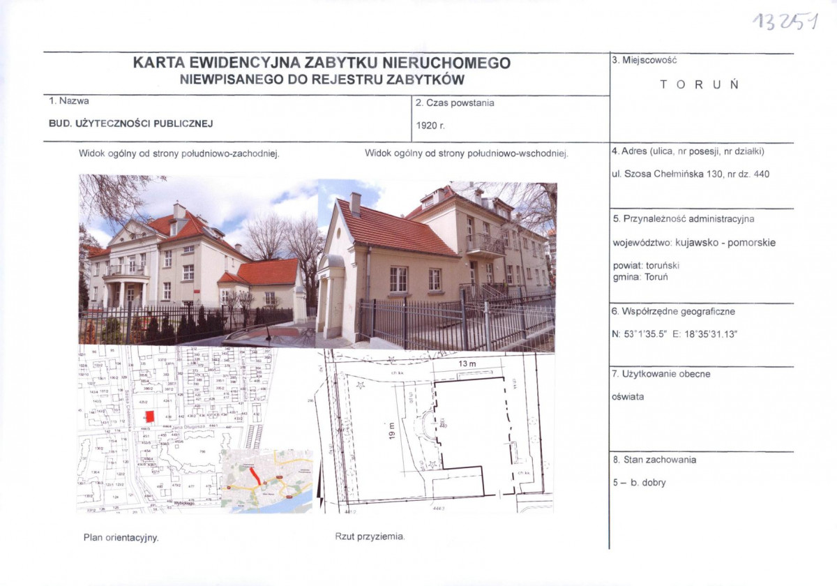 Karta obiektu niewpisanego do rejestru, skan nr 1
