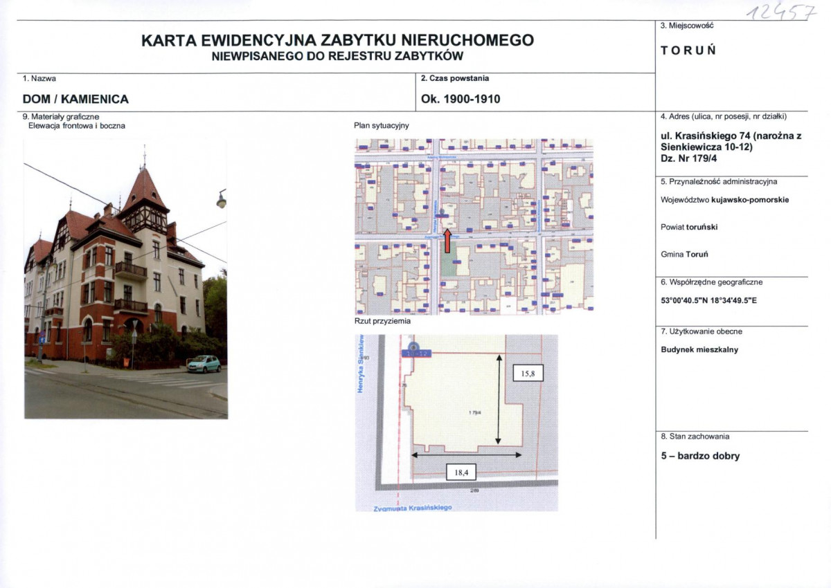 KEZN - Karta obiektu niewpisanego do rejestru, skan nr 1