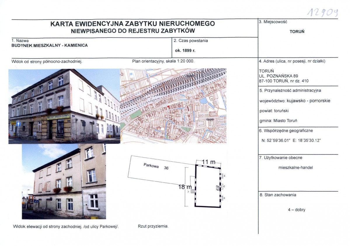 KEZN - Karta obiektu niewpisanego do rejestru, skan nr 1