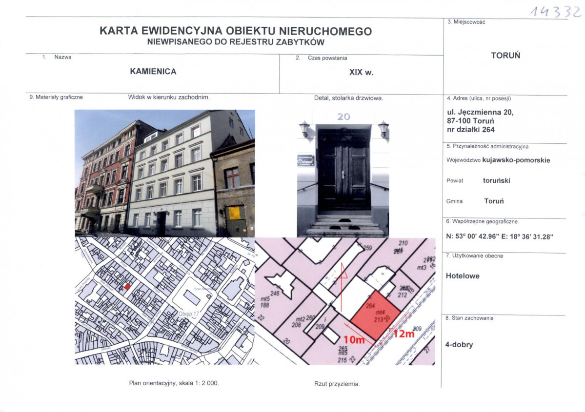 KEZN - Karta obiektu niewpisanego do rejestru, skan nr 1