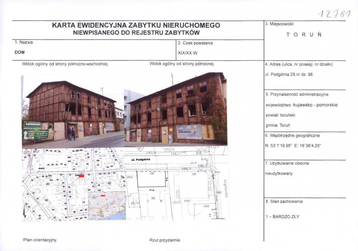 KEZN - Karta obiektu niewpisanego do rejestru, skan nr 1