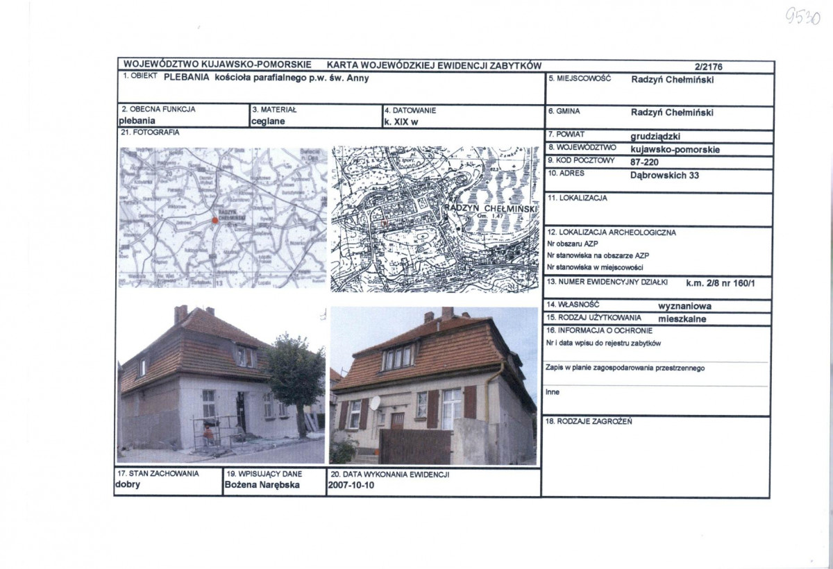KEZN - Karta obiektu niewpisanego do rejestru, skan nr 1