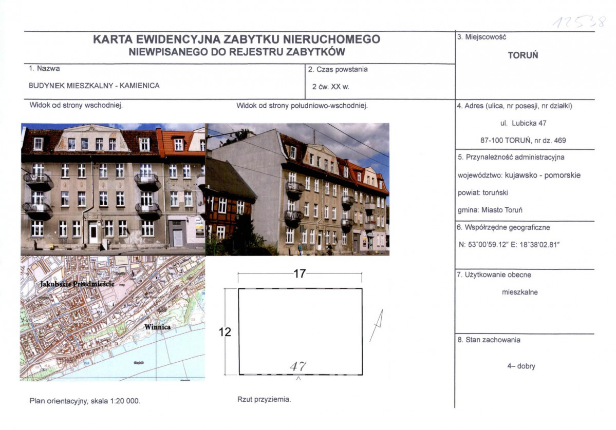 KEZN - Karta obiektu niewpisanego do rejestru, skan nr 1