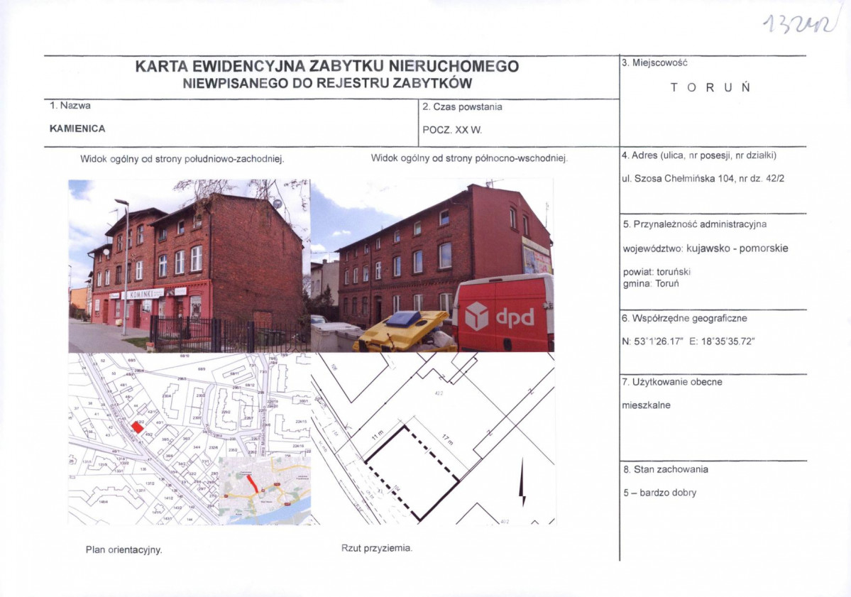KEZN - Karta obiektu niewpisanego do rejestru, skan nr 1