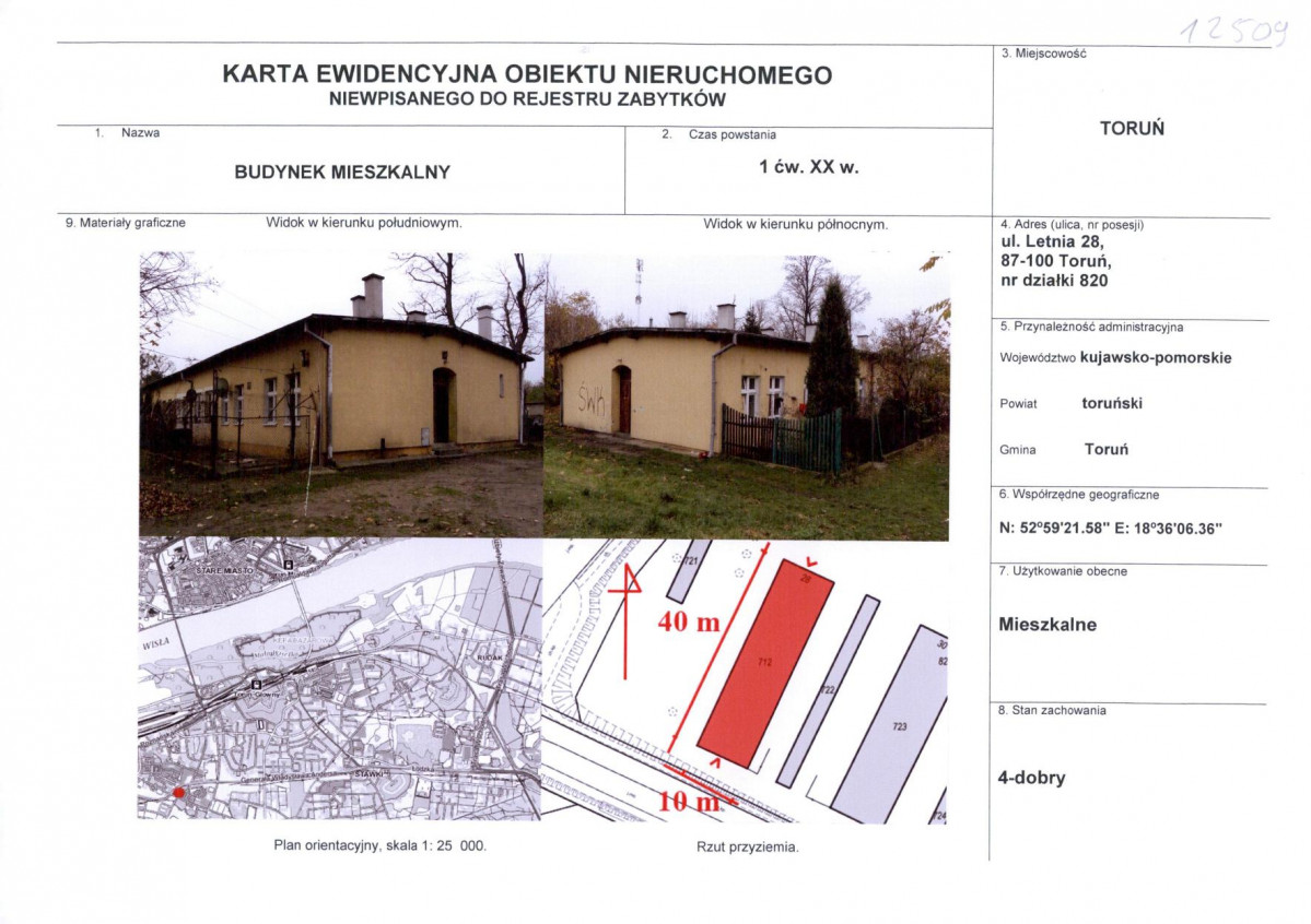 KEZN - Karta obiektu niewpisanego do rejestru, skan nr 1