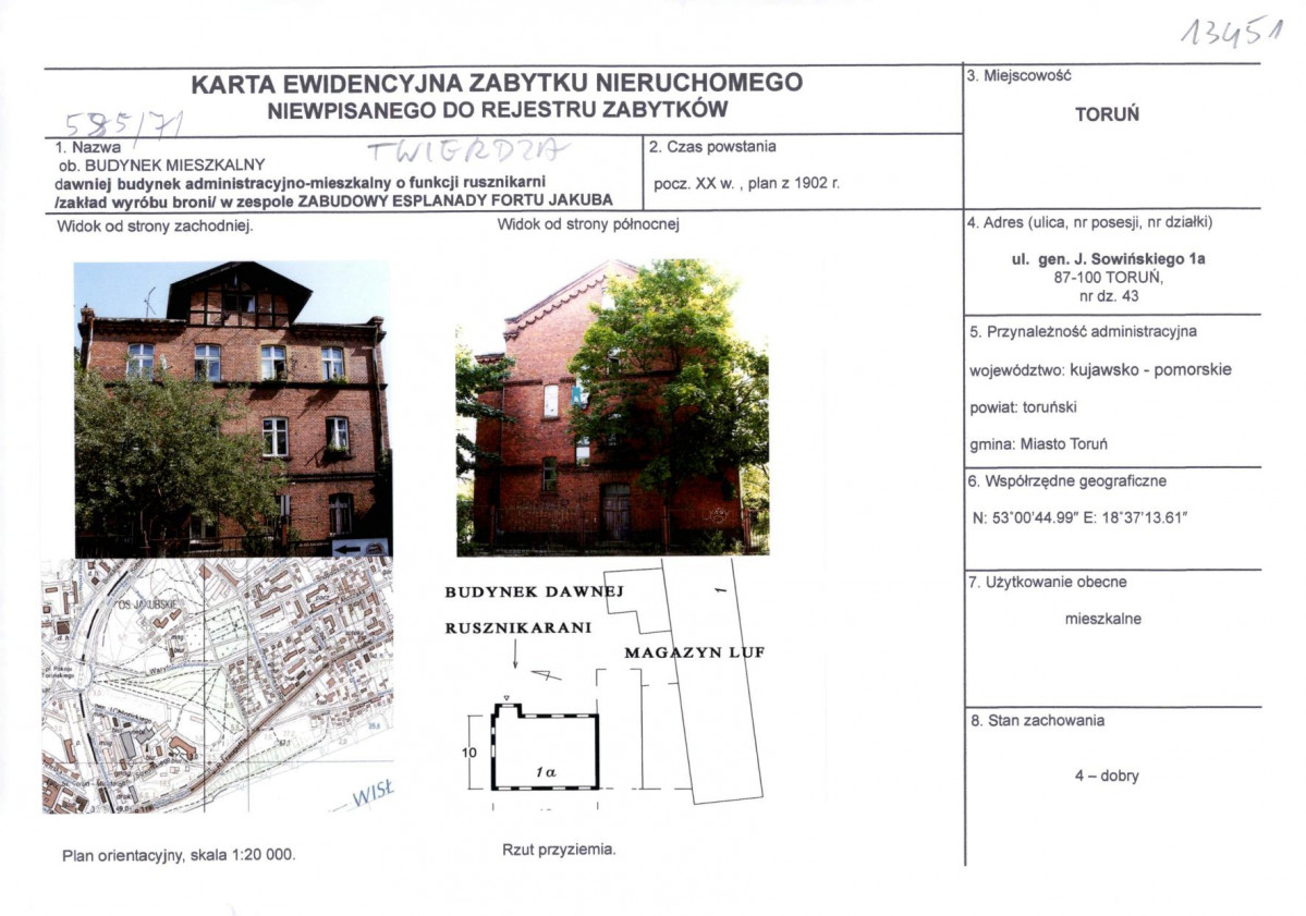 KEZN - Karta obiektu niewpisanego do rejestru, skan nr 1