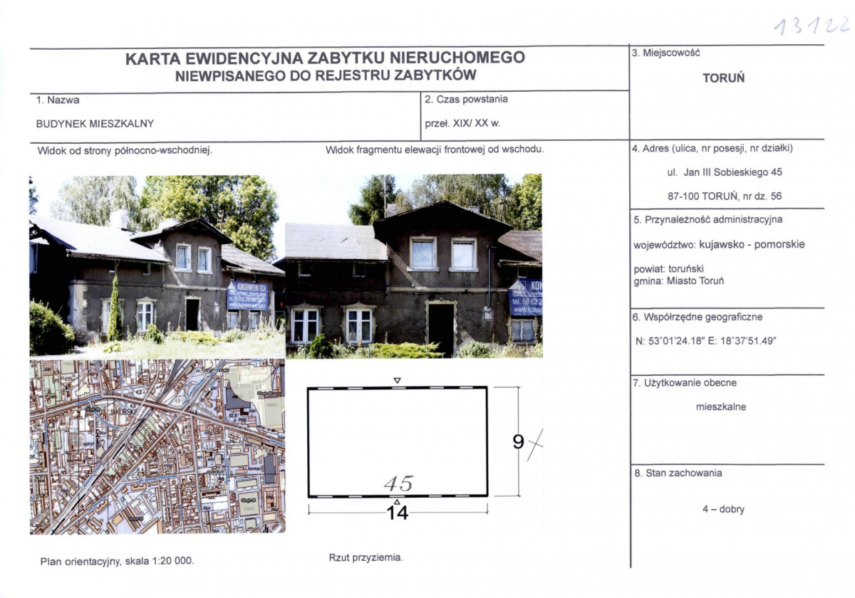 KEZN - Karta obiektu niewpisanego do rejestru, skan nr 1
