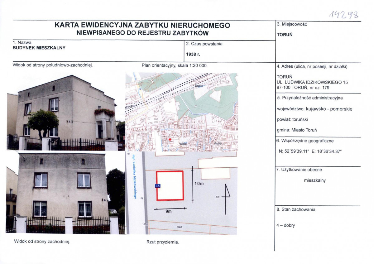 KEZN - Karta obiektu niewpisanego do rejestru, skan nr 1