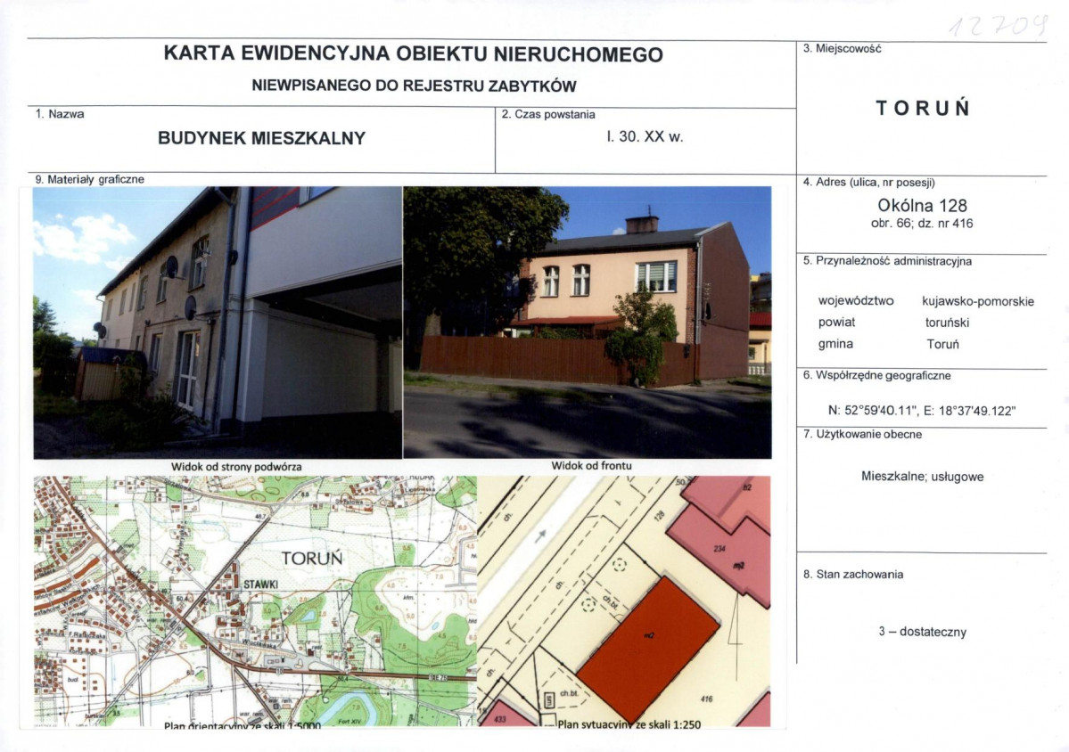KEZN - Karta obiektu niewpisanego do rejestru, skan nr 1